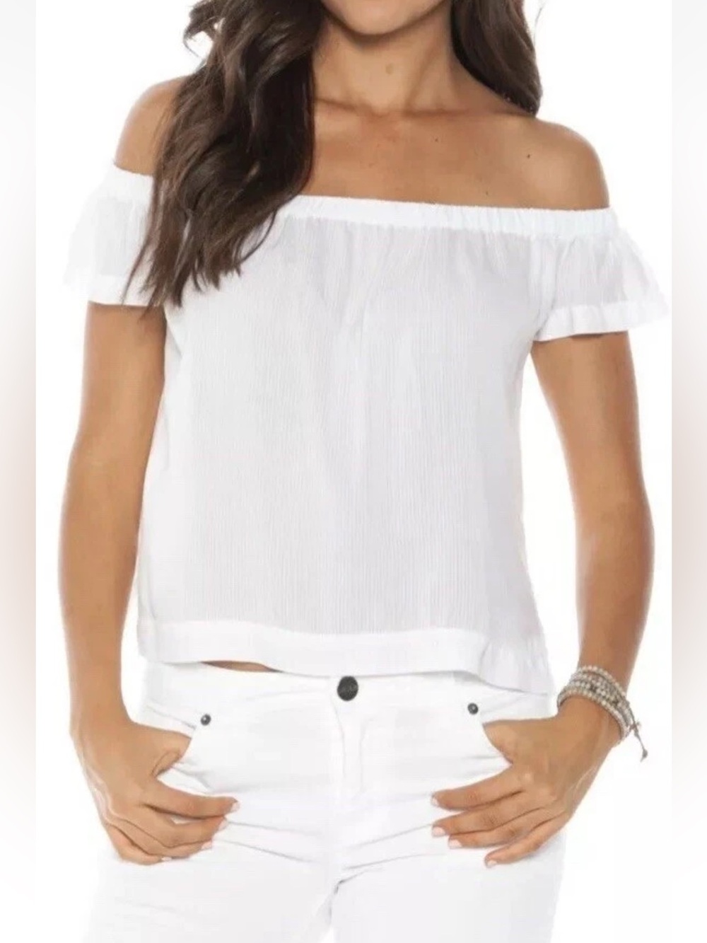 Bella Dahl White Off the Shoulder Blouse